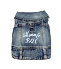 JcDuDoi Dog Jeans Jacket Mommy's Boy Denim Pet Coat for X-Small, boy