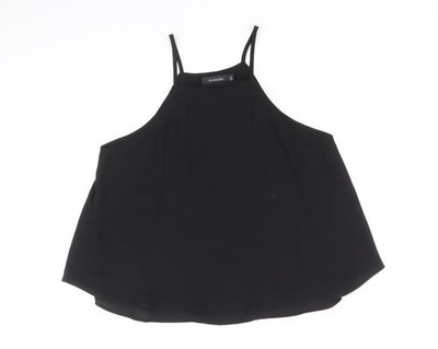 Glassons Damen schwarz Polyester Basic Tank Größe 10 Rundhalsausschnitt