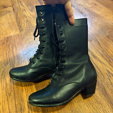 TMC, Inc. folklorico Girl s Black Lace-Up Zip Tap Dance Boots size 1 cultural