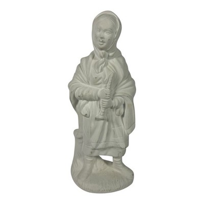 Vintage Euro Ceramics Nativity Shepherd Girl Figurine 1970 Bisque White Ceramic