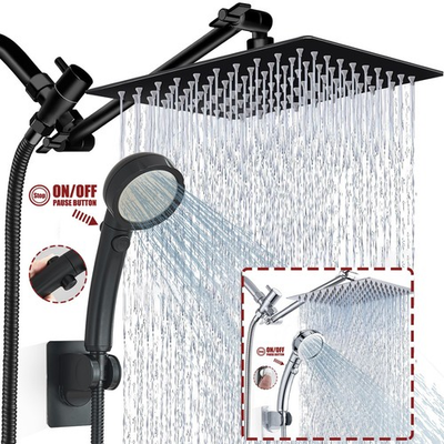 #ad Stainless steel High Pressure Rain Shower Head with Handheld Spray Extension Arm $27.99