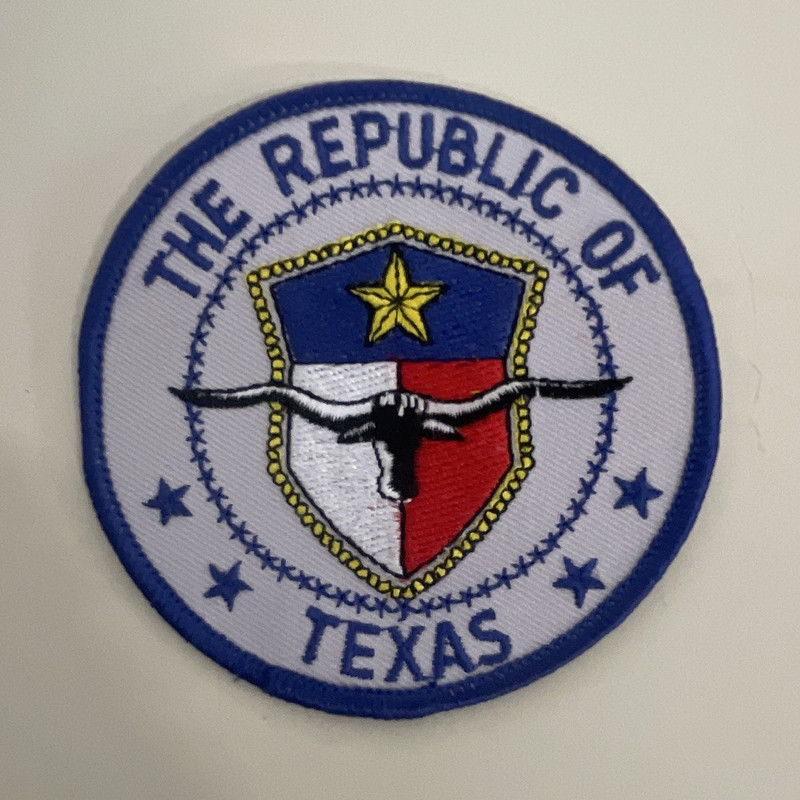 Republic of Texas embroidered sew-on patch; for jackets, jeans, bags, & hats.