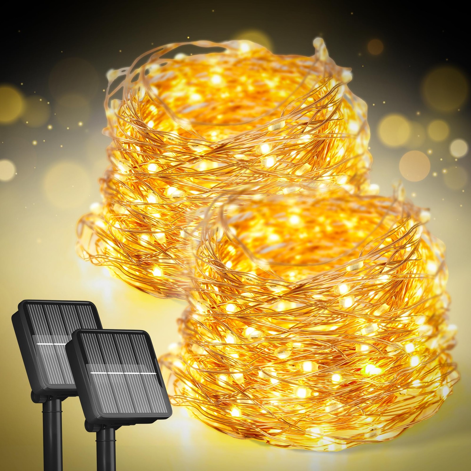 2-Pack Solar String Lights for Outside, 400 LED 144Ft Solar Fairy Lights for ...