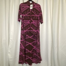 Missing Polynesia Womens HiLo Shirt Dress Size 0 Fushia Tribal Polynesian NWT