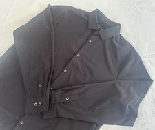 Mizzen + Main Leeward 2XL Standard Fit Solid Black Long Sleeve Button Down