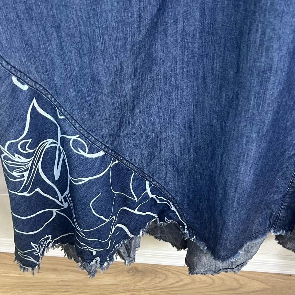 Maxi Vestido Ashley Stewart 22 Línea A Denim Botón Completo Moda Manga Larga Foto 3 de 4