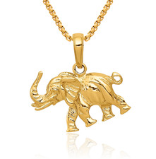 10K Solid Yellow Gold Elephant Necklace