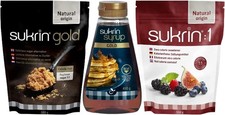 Sukrin Sweetener Bundle - Gold 500g, Sukrin:1 500g, Sukrin Syrup Gold 450g