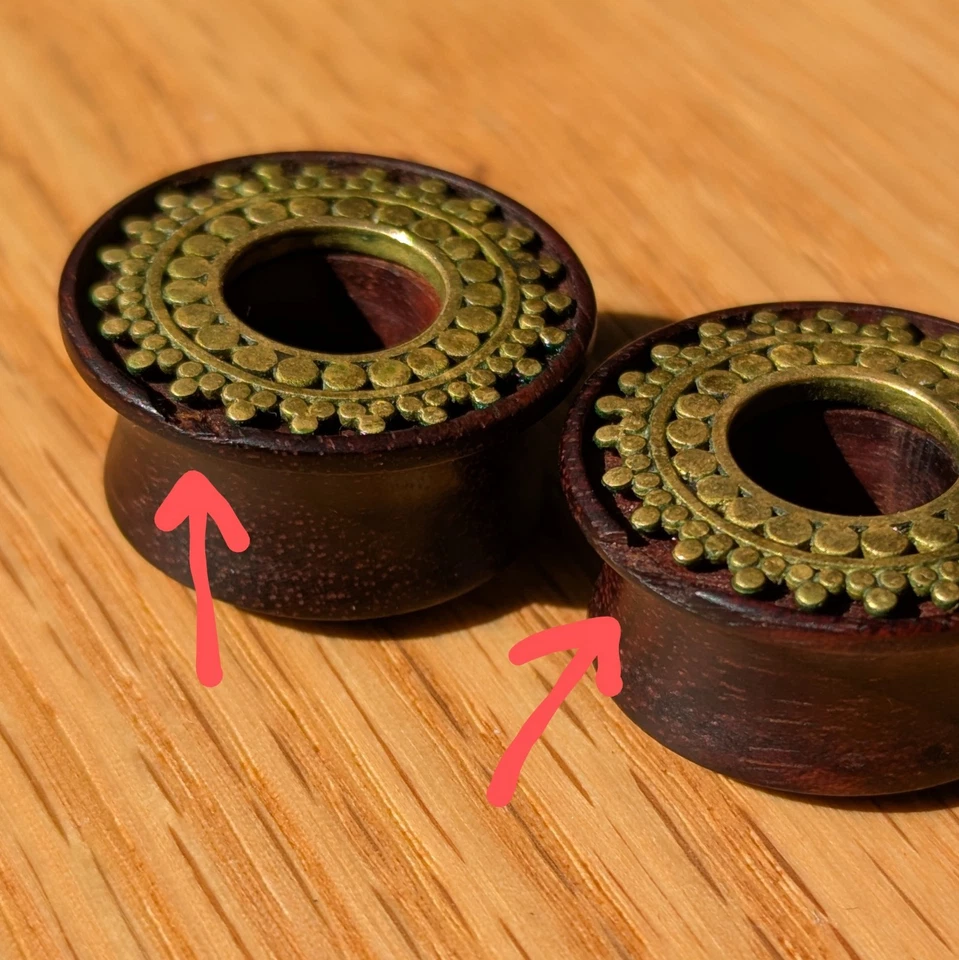 Tapones afganos con incrustación TAWAPA 7/8" (22 mm) - Túneles de madera medidores orgánicos Foto 4 de 4