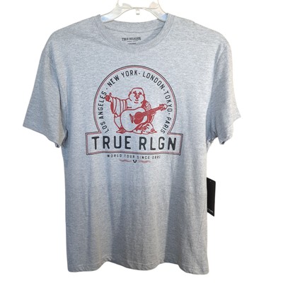True Religion Men's Graphic T-Shirt Logo Size L Gray Short Sleeve Loungewear