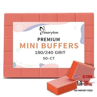 Mini Nail Buffer Blocks - 180/240 Grit Professional Salon Orange Buffers -