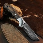 9.2" inch Damascus Steel Hunting Knife Full Tang Micarta Handle Leather Sheath — photo 6