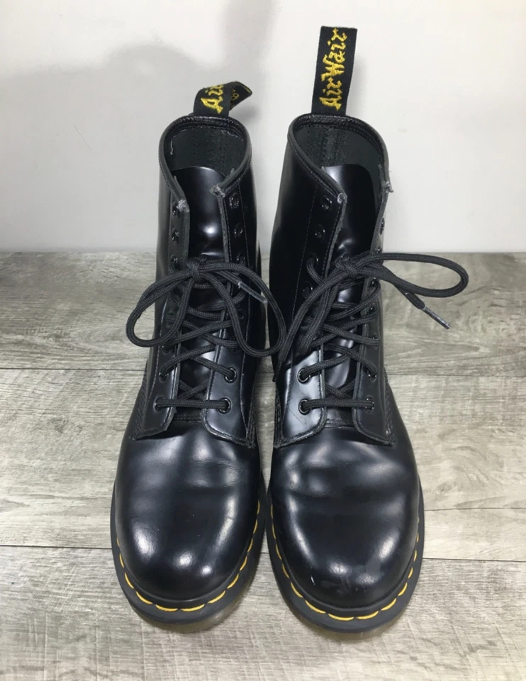 Botas de combate Doc DMs Martens para mujer 1460 de cuero negro liso graso UK 5 US 7 Foto 3 de 4