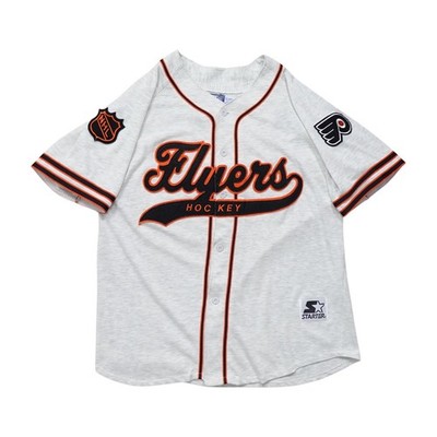 VTG 90s NHL PHILADELPHIA FLYERS STARTER BASEBALL JERSEY DJ JAZZY JEFF SIZE L