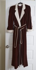 Vintage Oscar De la Renta Velvet Robe Brown Medium 1970 s Belted Pockets