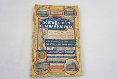1906 South Eastern & Chatham Railway Continental Timetable with Maps