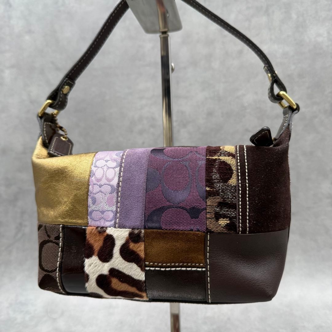COACH Y2K Patchwork Leather Shoulder Handbag Mult… - image 1