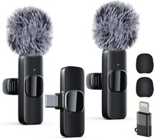 Wireless Microphone Mini Mic for iPhone/Android Phone, LED Display Lavalier Micr