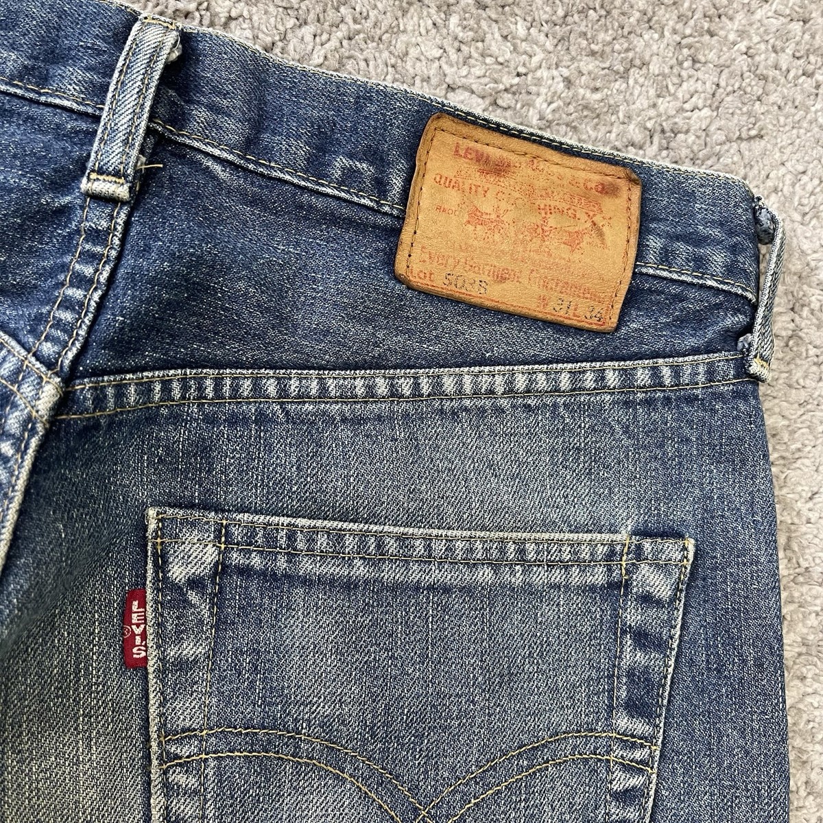 Rare Vintage Levis 503B Big E Redline Selvedge Jeans actual 31x28