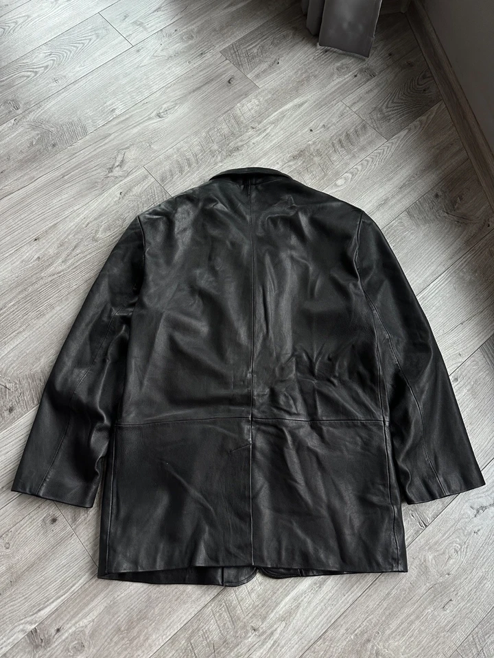Balmain Vintage Black Men's Leather Coat Jacket Size: L - Image 4 of 4