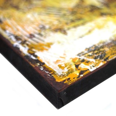 Leinwandbild Buddha mit Lotusblume Gold 80 x 60 x 3 cm