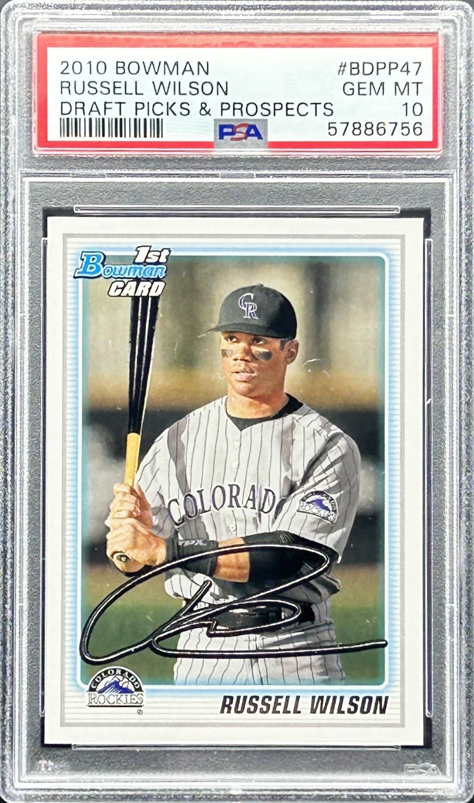 Russell Wilson 2010 1st Bowman Draft BDPP47 Rookie RC [ PSA 10 GEM MINT ]