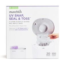 Munchkin® UV Snap, Seal & Toss Diaper Pail Refill Bags, Holds 600 Diapers, 2