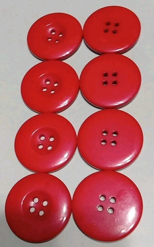 8 botones acrílicos rojos vintage de 1"2/8 pulgadas Foto 3 de 4
