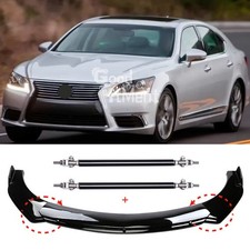 For Lexus LS460 LS400 Glossy Black Front Bumper Splitter Spoiler Lip + Stud Rods