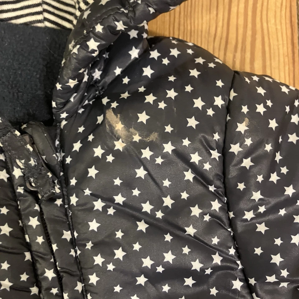 Petit Bateau Baby Snowsuit 6 Months Navy White Stars Warm Winter Bunting Suit - Image 4 of 4