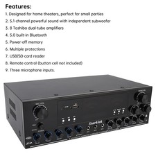 3000W Stereo HiFi Power Amplifier 5.1Channel Subwoofer Bluetooth Amplifier Audio