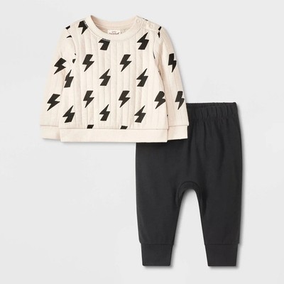 Baby Boys' Quilted Top & Bottom Set - Cat & Jack Off-White 18M: Heavyweight Jer