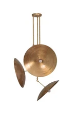 3 Light Domed Pendant Mid Century Modern Raw Brass Sputnik chandelier light
