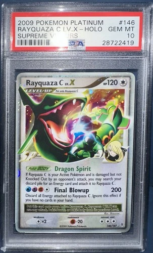 2009 POKEMON PLATINUM SUPREME VICTORS #146 RAYQUAZA C LV.X-HOLO PSA 10 POP 45
