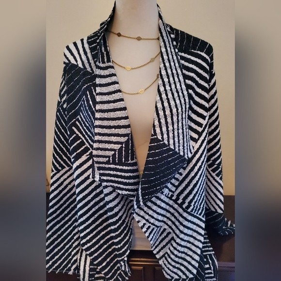 Chico's Crushed Patchwork Striped Jacket Size 0 S… - image 4