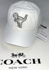 NEW COACH XS/S Unisex Baseball Hat Off White REXY PATCH Leather Buckle Strap