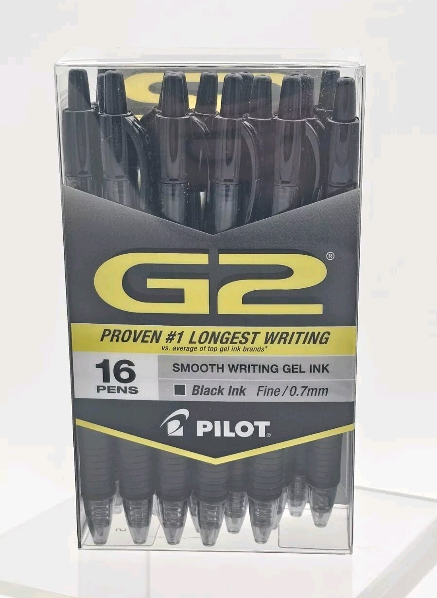 16 Pilot G2 Premium Retractable Black  Gel Fine Point Rollerball  NEW