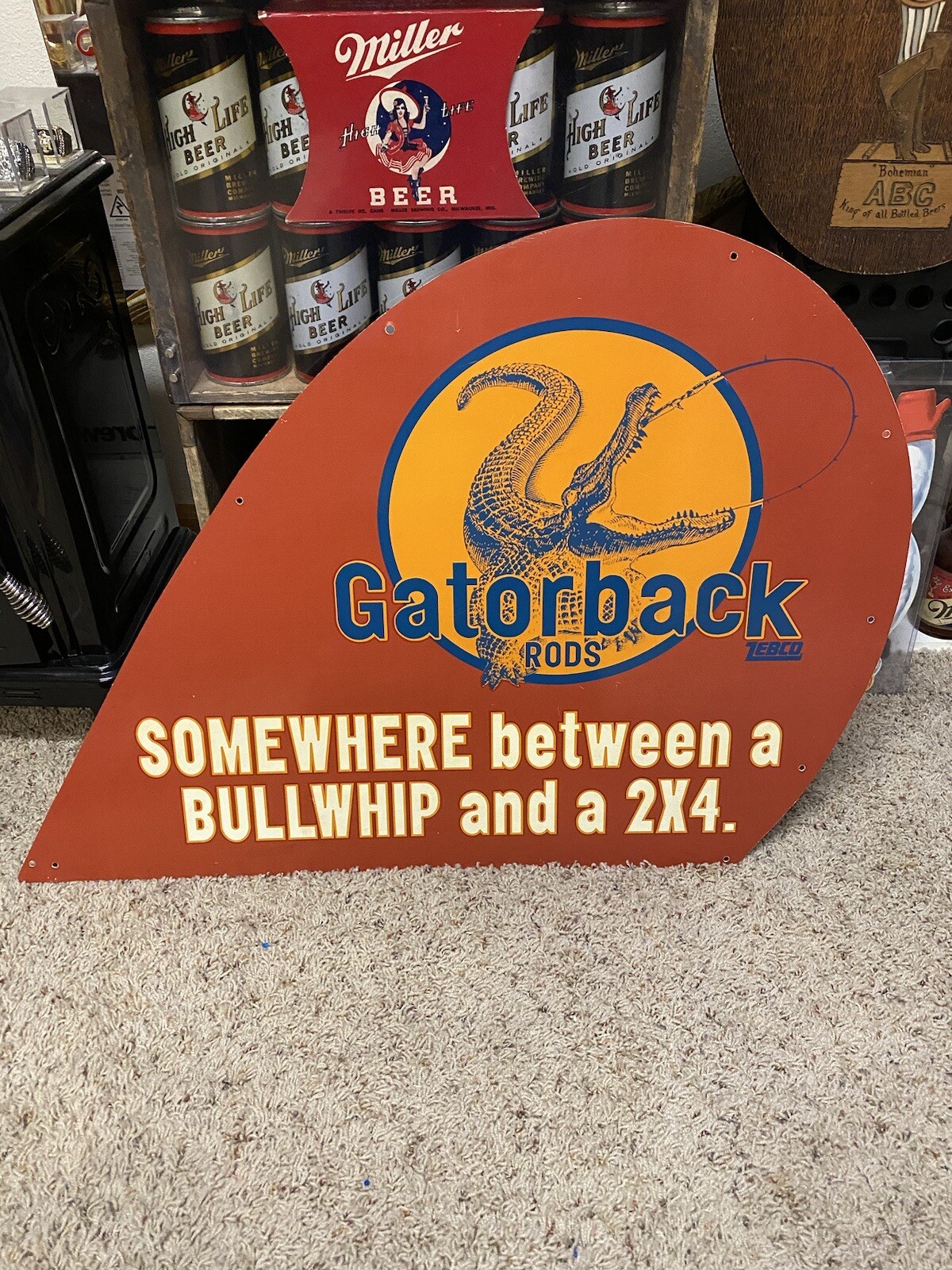 Vintage Zebco Fishing Rod Sign Gatorback Rods eBay