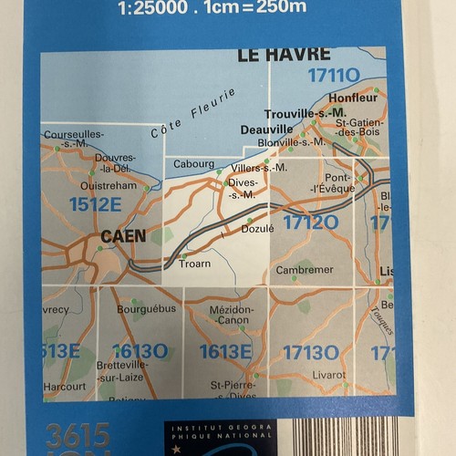 Dives-Sur-Mer Cabourg 1612 E IGN 1991 Travel Road Map - Picture 4 of 24