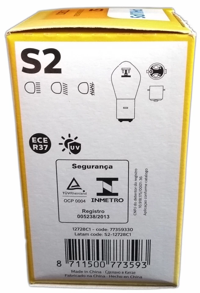 S2 PHILIPS Lámpara Estándar Moto Scooter Paquete Individual 12728C1  Foto 3 de 3
