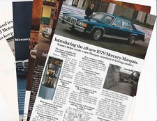Lot of 6 1950's-1980's Mercury Autos 10" x 6.5" Paper Advertisements E02-61