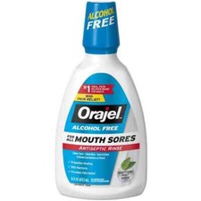 Orajel Antiseptic All Mouth Sore Rinse with Fresh Mint Flavor Alcohol-Free 16 oz