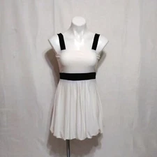 Kinki White Black Cocktail Dress Small | Sleeveless Fit & Flare Mini Bubble Hem