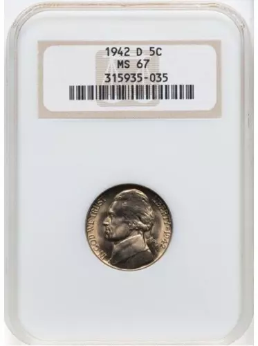 1942-D Jefferson Nickel 5C MS67 NGC
