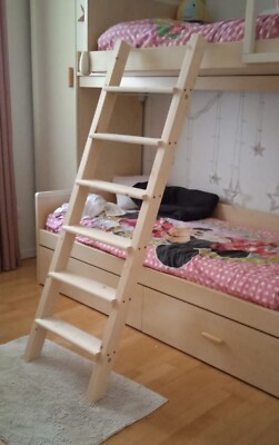 Scala In Legno Massello Per Soppalco E Letto A Castello: Portata 170kg, Made In Italy