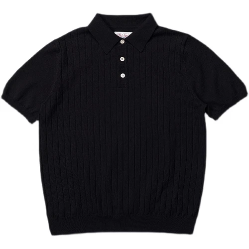 Camisa Tejida Vintage Moda Rayas Manga Corta Camisetas Hombres Camisa Suéter - Imagen 12 de 27