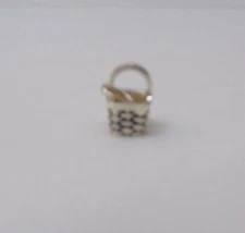 Vintage Sterling Silver Wall Basket Charm for Bracelet Brown County Marked BCB A