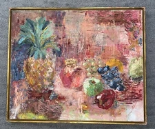 Mid Century MCM Painting Abstract Expressionism Oil Canvas Miriam Stein Signed