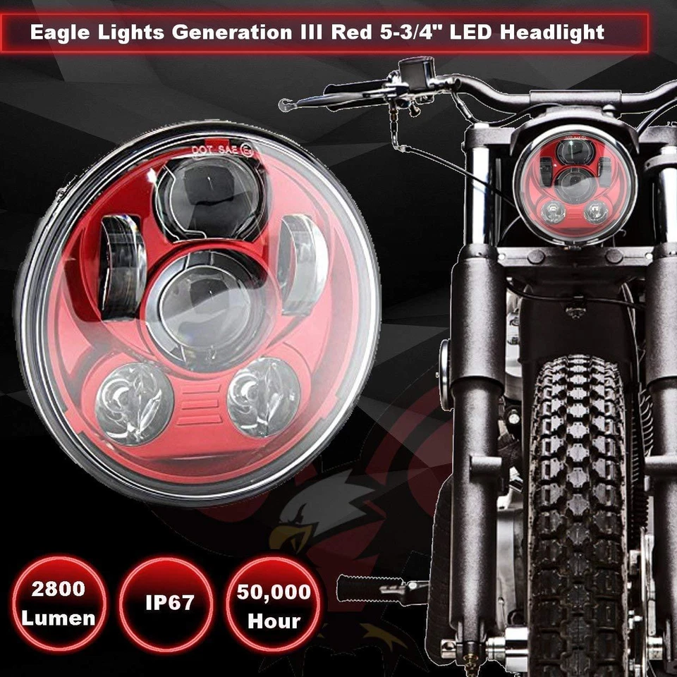 Farol de projeção Eagle Lights 5 3/4" LED vermelho geração III Indian Scout 60 Bobber - Imagem 2 de 4