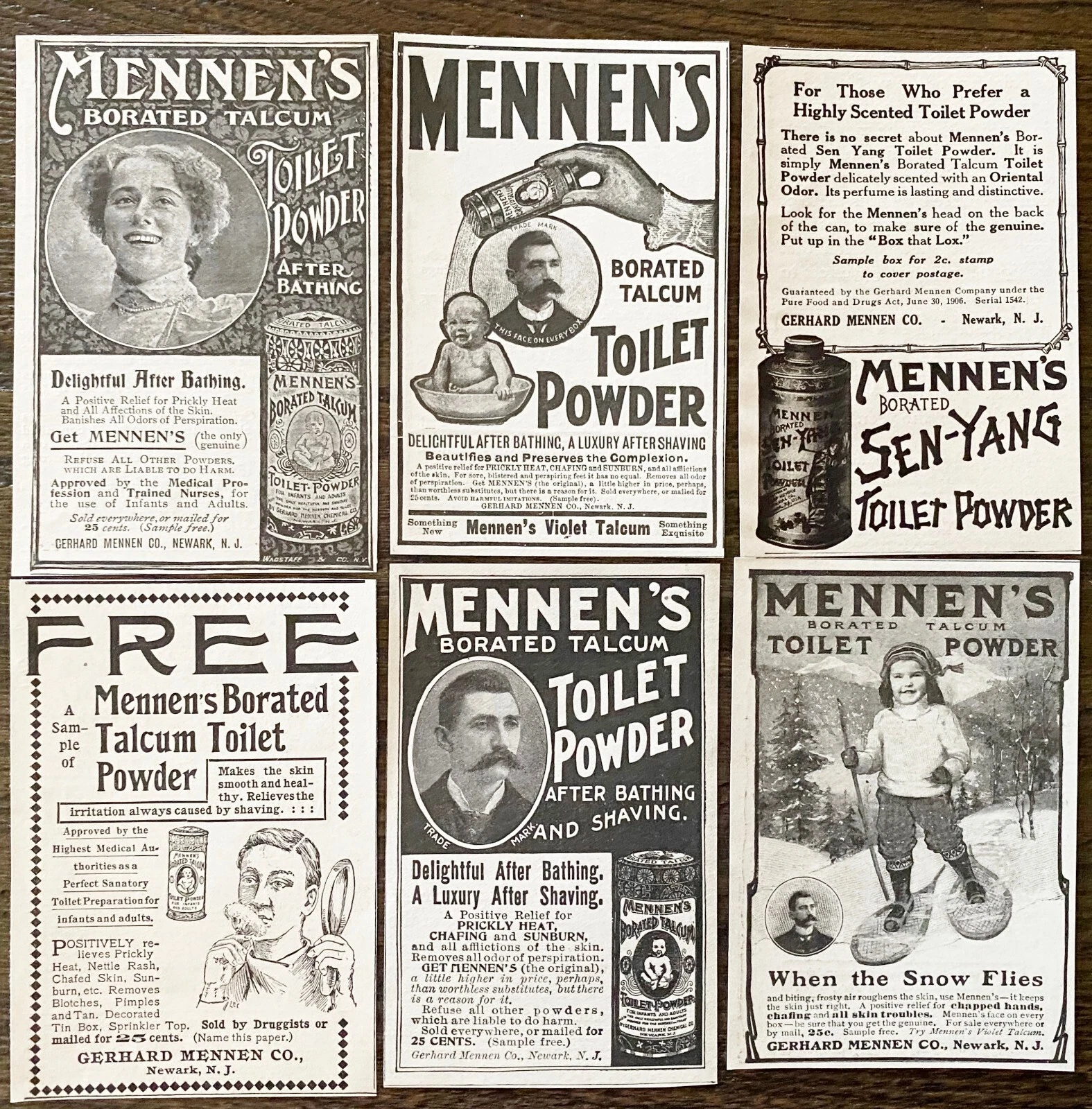 MENNEN'S Borated Talcum Toilet Baby Powder ORIGINAL Vtg 1896-1910 Print Ad Lot 6
Opens in a new wind